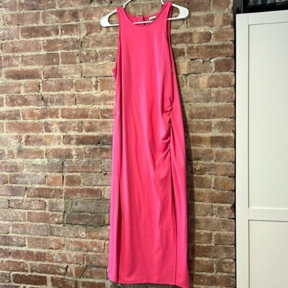 Target A New Day Women's Pink Sleeveless Ruched Ponte Maxi Dress Size Large - Picture 2 of 6